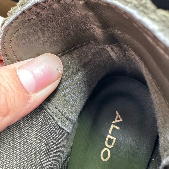 Aldo Leather Suede Military Olive Green Booties - Picture 7 of 8